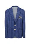 Dolce & Gabbana Blue Jacket For Boy With Dg Monogram In Blue