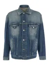 Dolce & Gabbana Blue Jacket With Distressed Effect In Denim Man In Blue