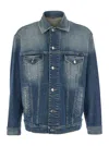 Dolce & Gabbana Blue Jacket With Distressed Effect In Denim Man In Blue