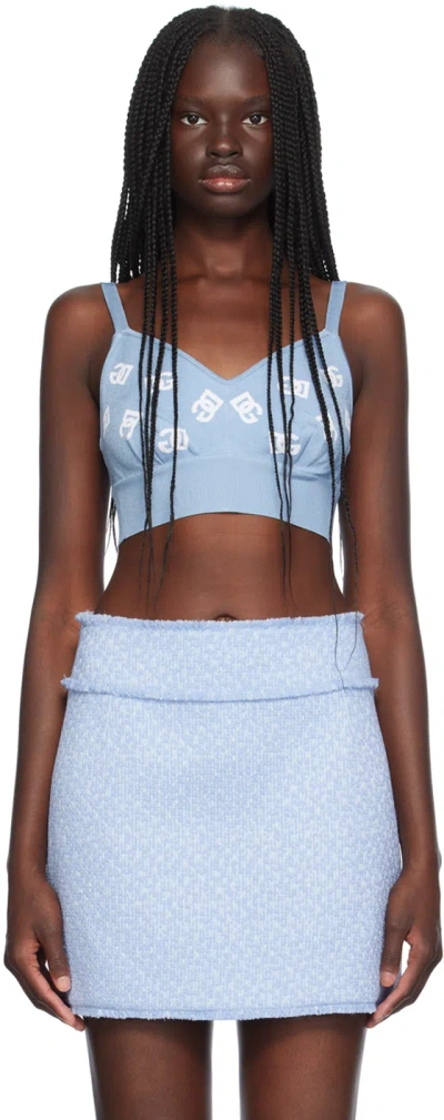 Dolce & Gabbana Blue Jacquard Logo Bralette In B0143 Celeste Chiaro