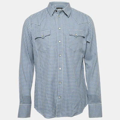 Pre-owned Dolce & Gabbana Blue Jacquard Sicilia Shirt Xl