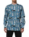 Dolce & Gabbana Blue Jazz Printed Cotton Button Front Shirt In Blue