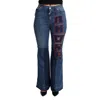 Dolce & Gabbana Blue Amore Patch Boot Cut Cotton Stretch Pant