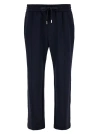Dolce & Gabbana Blue Joggers Pants With Drawstring And Logo Patch In Stretch Polyamide Man In Blue