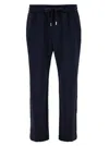 Dolce & Gabbana Blue Joggers Pants With Drawstring And Logo Patch In Stretch Polyamide Man In Blue