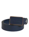 Dolce & Gabbana Blue Leather Classic Metal Logo Buckle Men's Belt In Blue