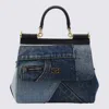 DOLCE & GABBANA BLUE LEATHER DENIM SICILY HANDLE BAG