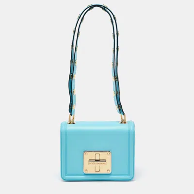 Pre-owned Dolce & Gabbana Blue Leather Joy Therapy Lola Studded Shoulder Bag