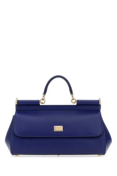 Dolce & Gabbana Blue Leather Medium Sicily Handbag In 80648