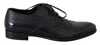 Dolce & Gabbana Blue Leather Polished Dress Derby Men's Shoes In Black