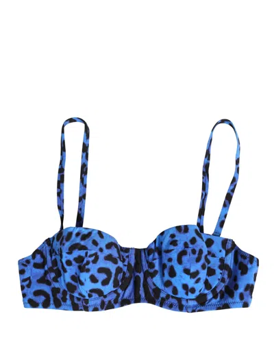 Dolce & Gabbana Blue Leopard Print Padded Balconnet Bra Underwear In Burgundy