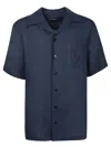 Dolce & Gabbana Blue Linen Short-sleeve Shirt With Pocket In Blue