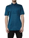 Dolce & Gabbana Blue Logo Cotton Men Polo Shirt T-shirt In Blue