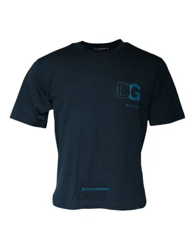 Dolce & Gabbana Blue Logo Crew Neck Short Sleeves T-shirt In Gray