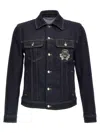 Dolce & Gabbana Dark Blue Jacket With Classic Collar And Contrasting Stitching In Blue