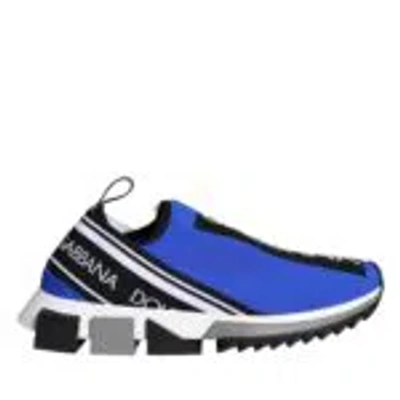 Dolce & Gabbana Blue Logo Low Top Sorrento Sneakers Shoes In White