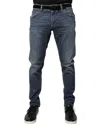 Dolce & Gabbana Blue Logo Plaque Cotton Skinny Denim Men's Jeans