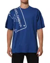 Dolce & Gabbana Blue Logo Print Cotton Crew Neck Men T-shirt In Blue