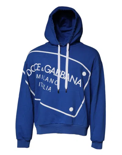 Dolce & Gabbana Blue Printed Hoodie In B5460 Turchese Scuri