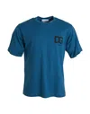 Dolce & Gabbana Blue Logo Round Neck Short Sleeves T-shirt In Blue