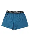Dolce & Gabbana Blue Logo Waist Regular Boxer Shorts Underwear In Blue