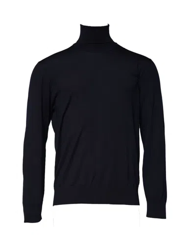 Dolce & Gabbana Blue Long Sleeve Turtleneck Pullover Sweater In Black