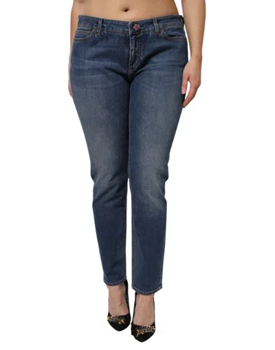 Pre-owned Dolce & Gabbana Blue Low Waist Cotton Skinny Denim Women's Jeans ()