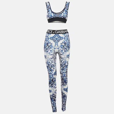 Pre-owned Dolce & Gabbana Blue Majolica Print Jersey Tracksuit S