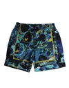Dolce & Gabbana Blue Marble Print Logo Men Boxer Short Swimwear In Blue