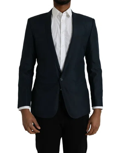 Dolce & Gabbana Blue Martini Shawl Single Breasted Blazer