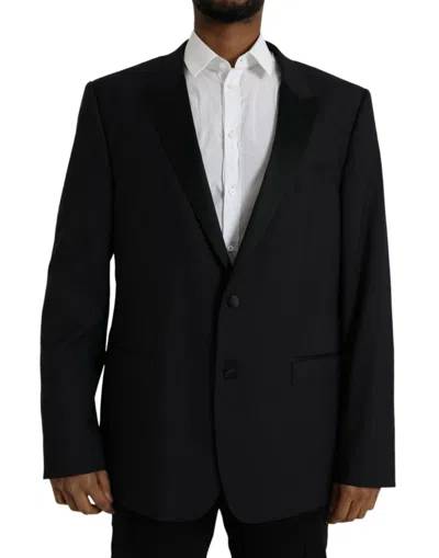 Dolce & Gabbana Blue Martini Single Breasted Coat Blazer In Black