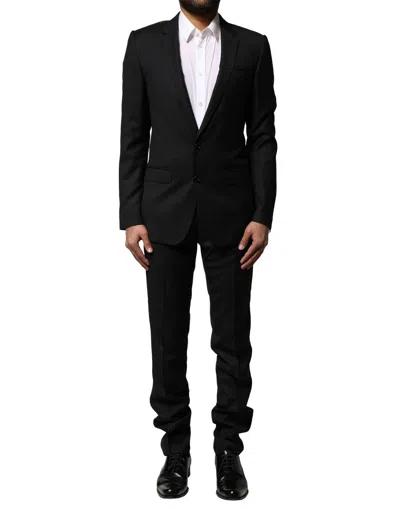 Dolce & Gabbana Blue Martini Wool Formal 2 Piece Suit In Black