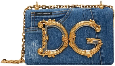Dolce & Gabbana Blue Medium Dg Girls Denim Bag In 8m800 Denim
