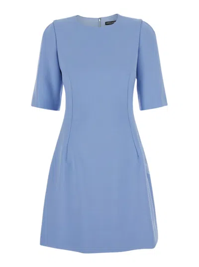 DOLCE & GABBANA BLUE MINI CREPE DRESS
