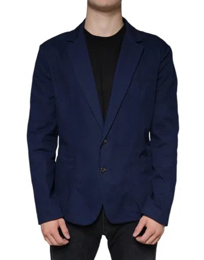 Dolce & Gabbana Blue Notch Single Breasted Dress Coat Men's Blazer