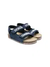 DOLCE & GABBANA BLUE NUBUCK SANDALS WITH LOGO