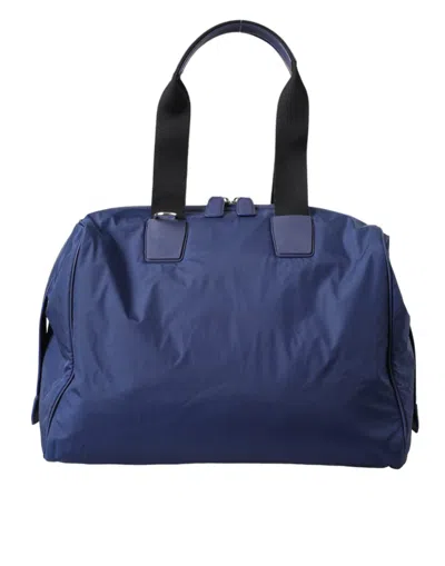 Dolce & Gabbana Blue Nylon Calfskin Hand Shoulder Duffel Men's Bag