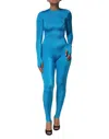 Dolce & Gabbana Blue Nylon Crew Neck Bodycon Jumpsuit Dress In Blue