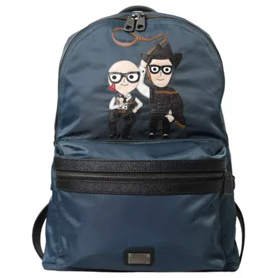 Dolce & Gabbana Blue Nylon #dgfamily Patch Men Backpack Men's Bag