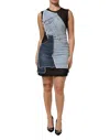 Dolce & Gabbana Blue Nylon Patchwork Denim Sheath Mini Dress In Blue