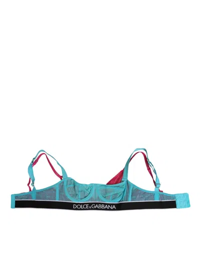 Dolce & Gabbana Blue Nylon Soft Cup Balconnet Bra Underwear In Black
