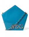 Dolce & Gabbana Blue Patent Leather Hashtag Dg Shoulder Chain Flap Bag