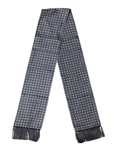 Dolce & Gabbana Blue Patterned Fringes Neck Foulard Scarf In Multi