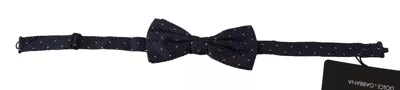 Dolce & Gabbana Blue Patterned Silk Adjustable Neck Bow Tie Men's Men