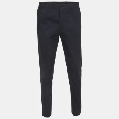 Pre-owned Dolce & Gabbana Blue Plaid Cotton Trousers M