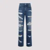 Dolce & Gabbana Distressed Jeans With Leo Print In Blue