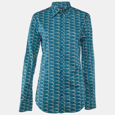 Pre-owned Dolce & Gabbana Blue Printed Cotton Sicilia Button Front Shirt M