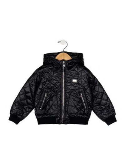 Pre-owned Dolce & Gabbana Babies' Blue Quilted Puffer Jacket With Zip Closure
