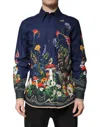 Dolce & Gabbana Blue Rabbit Print Long Sleeve Shirt