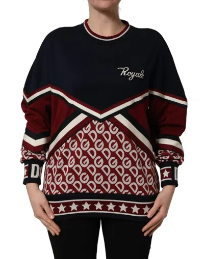 Dolce & Gabbana Blue Red Paneled 'royals' Patch Sweatshirt Sweater In Black